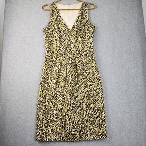 J. Crew Womens Size 4 Allover Animal Print V-Neck Sleeveless Zip Maxi Dress